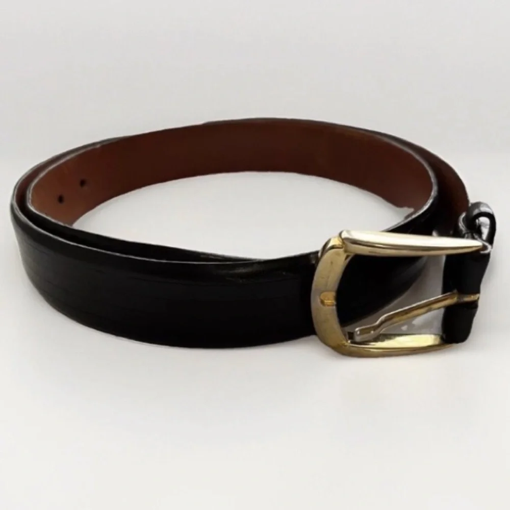 ANILINE KIPSKIN SHOULDER MENS LEATHER BLACK DRESSY BELT 36